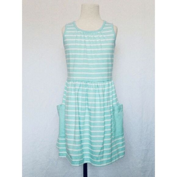 Hanna Andersson Girls 6/7 (120) Sleeveless Striped Mint Green Dress - Picture 1 of 6